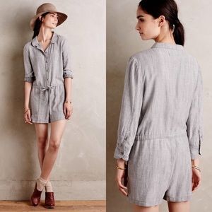 Anthropologie | Level 99 Chambray Romper Gray